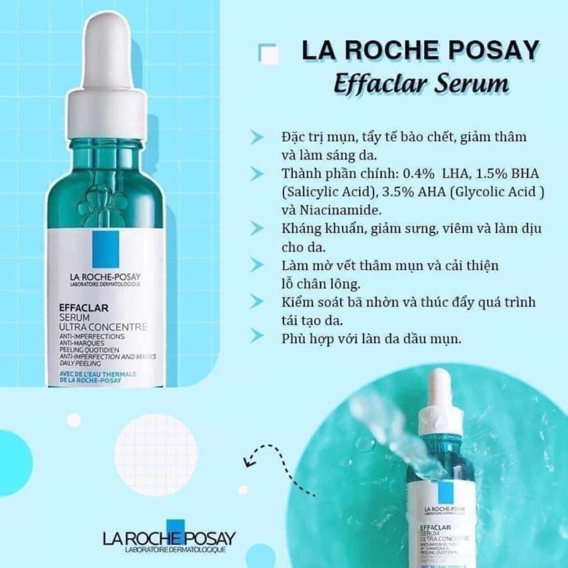 Serum giảm mụn mờ thâm effaclar ultra concentre laroche posay