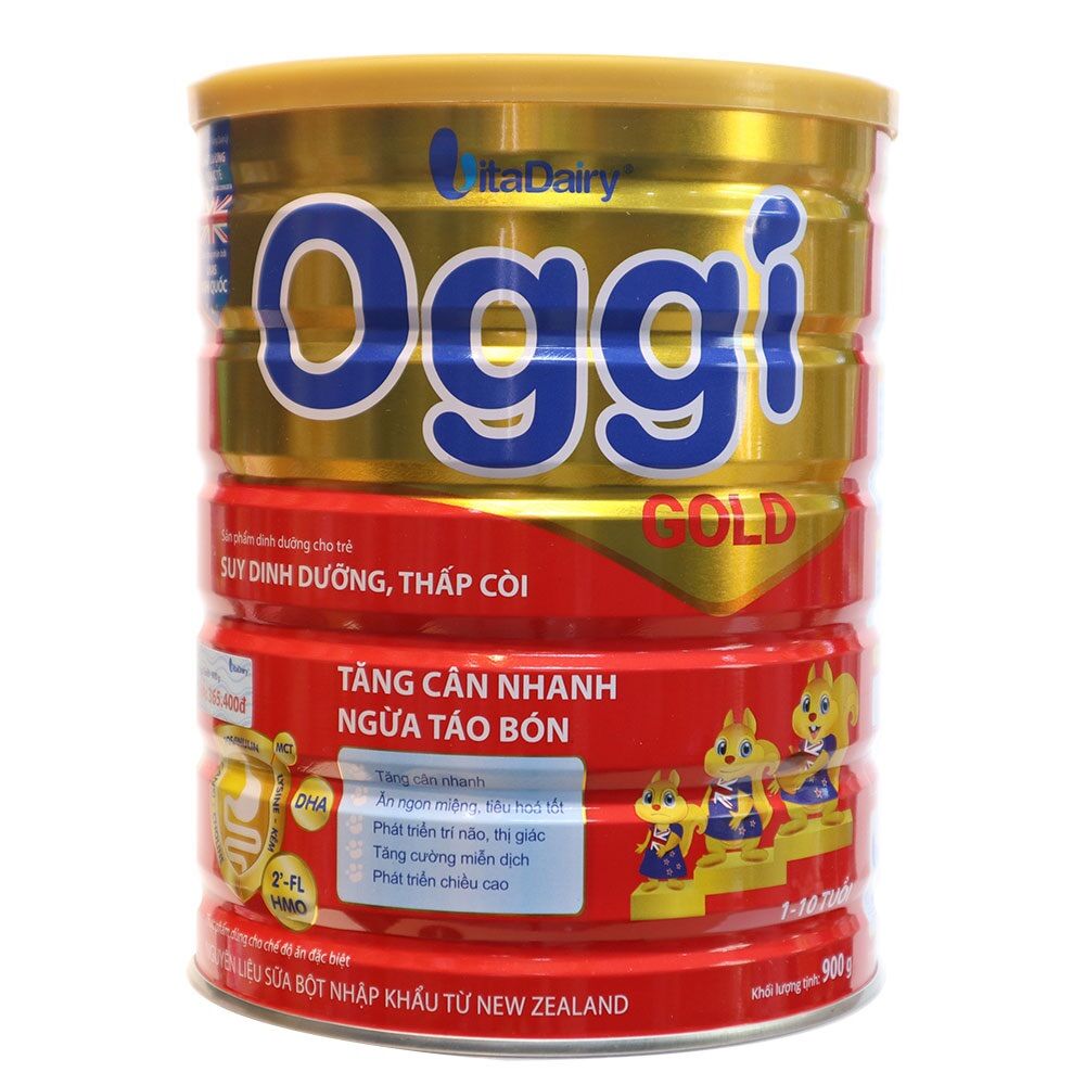 Sữa Oggi Gold 900gr cho bé hỗ trợ cân nặng (Đầy đủ mã Qr tích xu date 2026)