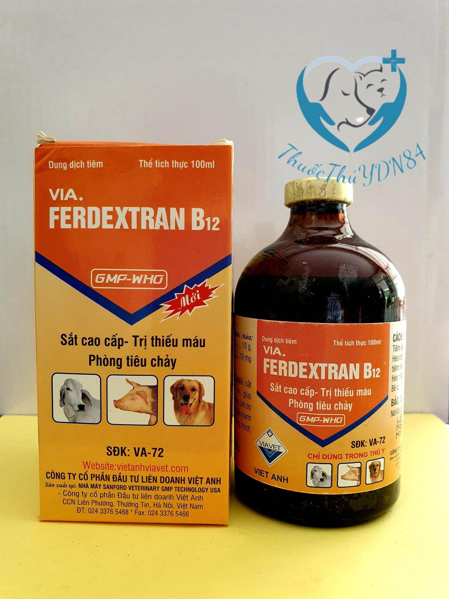 VIA FERDEXTRAN B12 100ml bổ sung sắt cho heo, bò, dê