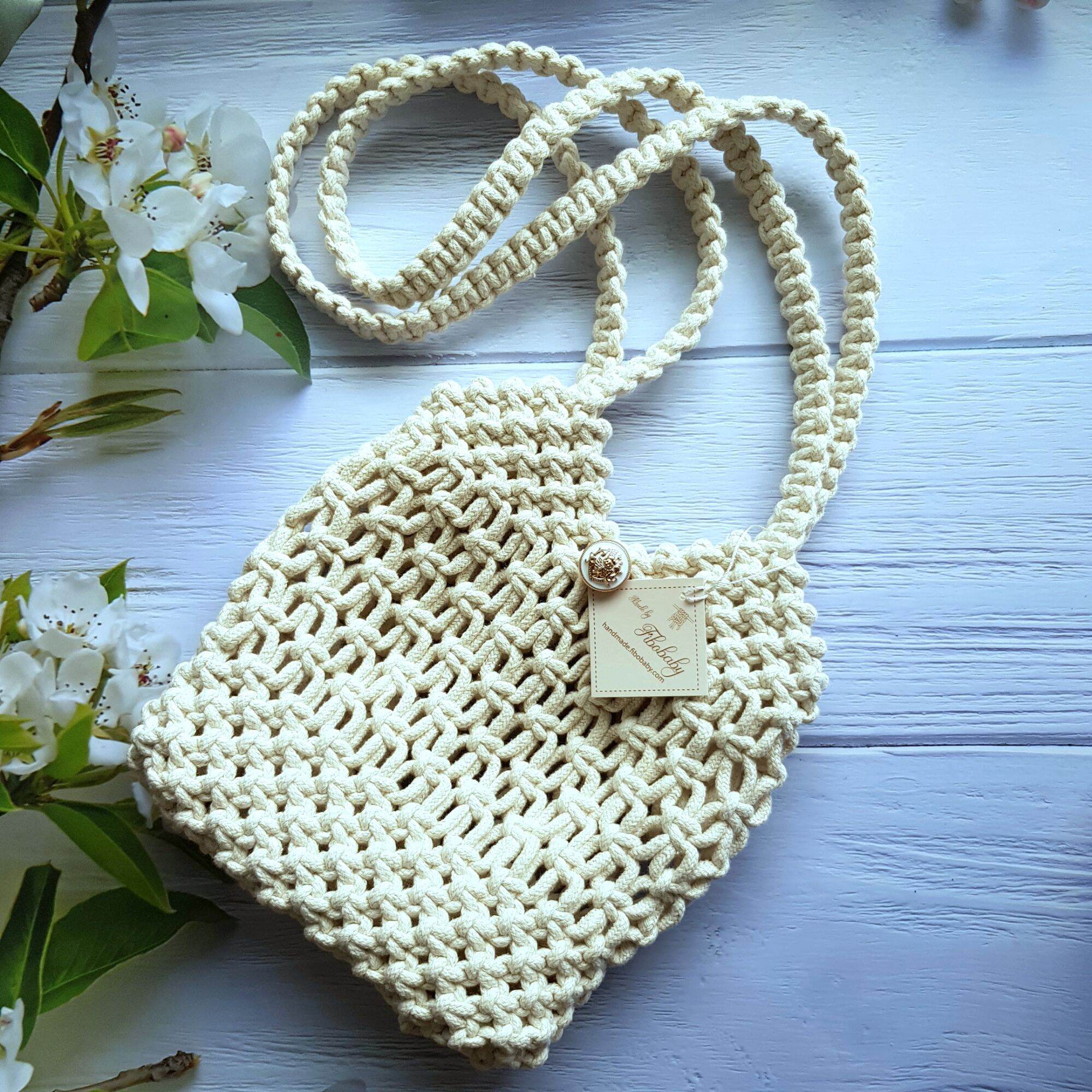 Fibobaby handmade - Túi xách đeo vai macrame màu ngà