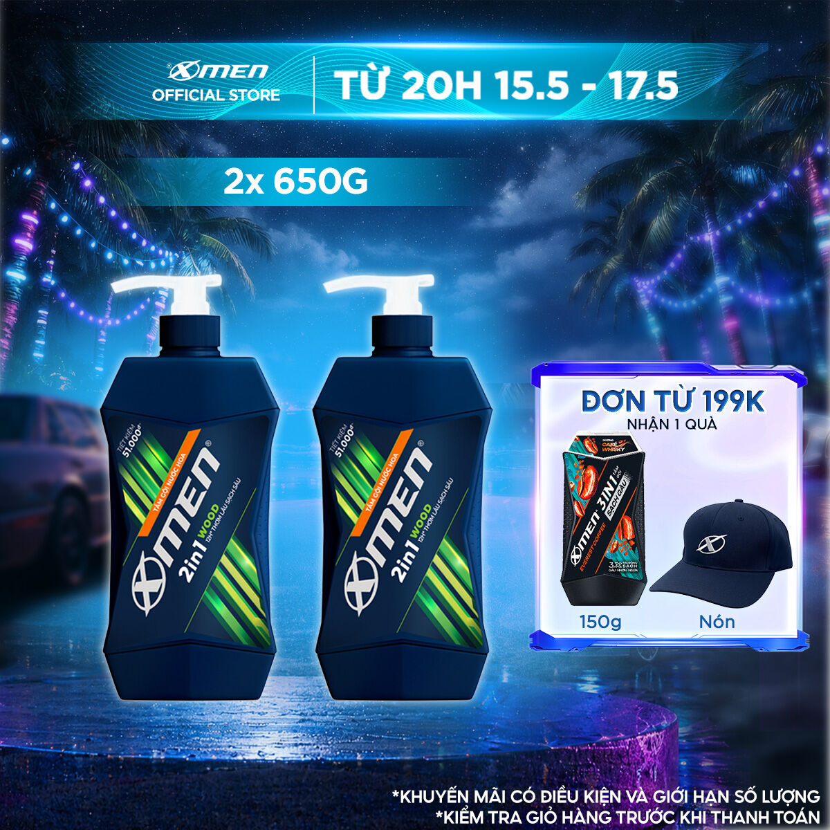 Combo 2 Tắm Gội Xmen Wood 2in1 650g/Chai