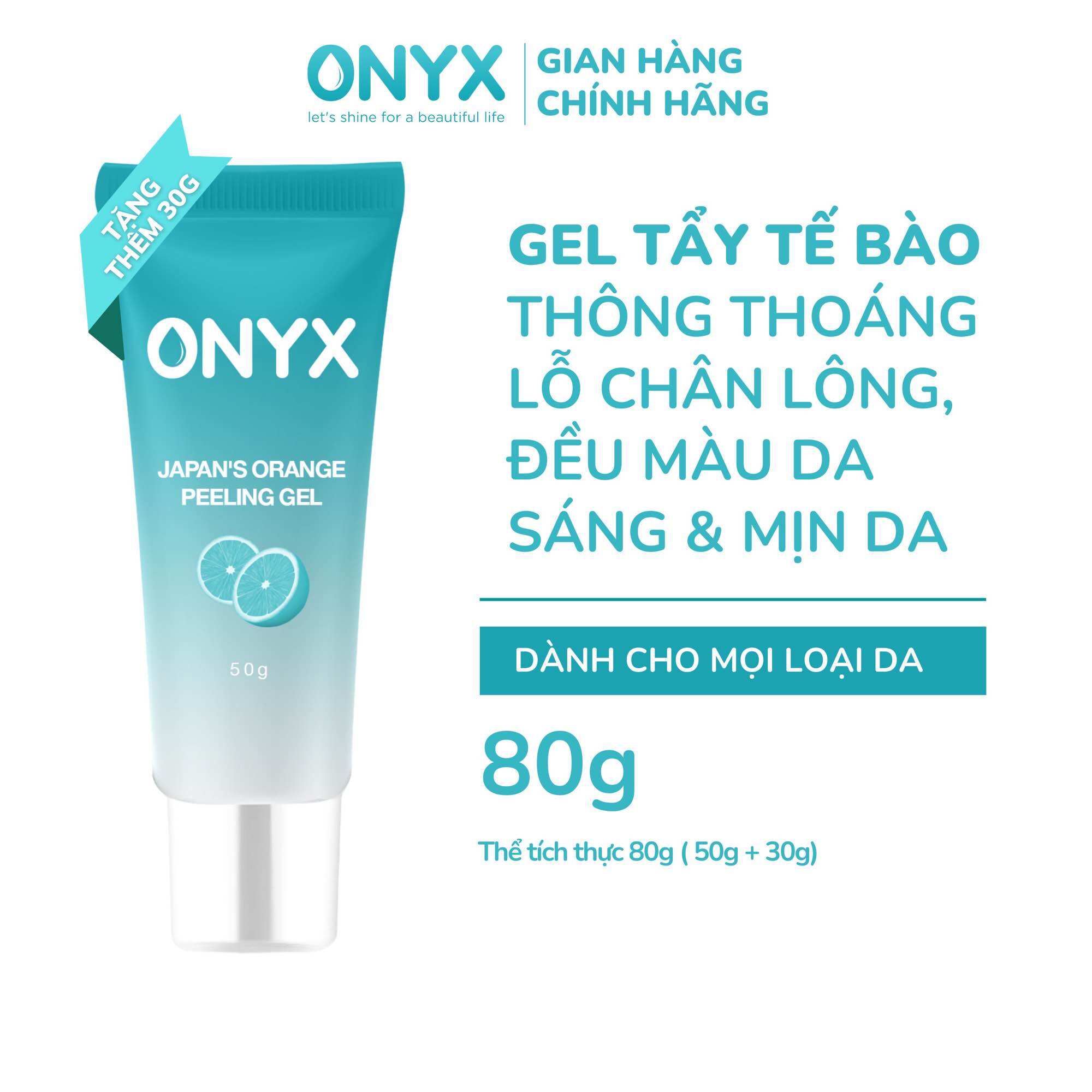 Gel tẩy tế bào chết onyx giúp trắng sáng, mịn da onyx japan's orange peeling gel onyx cosmetics bảo thy 80g