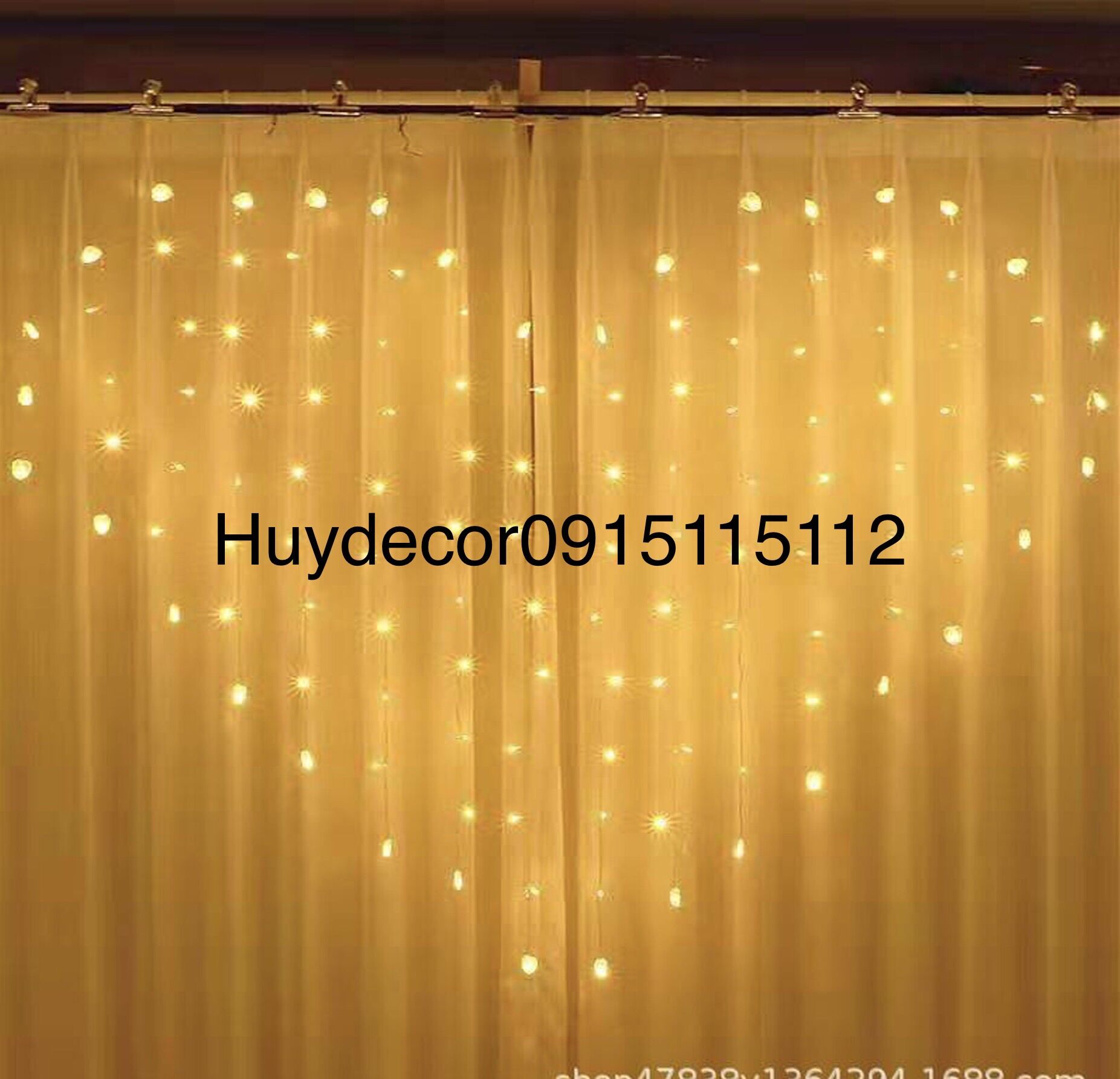 Đèn rèm led hình trái tim Huydecor trang trí