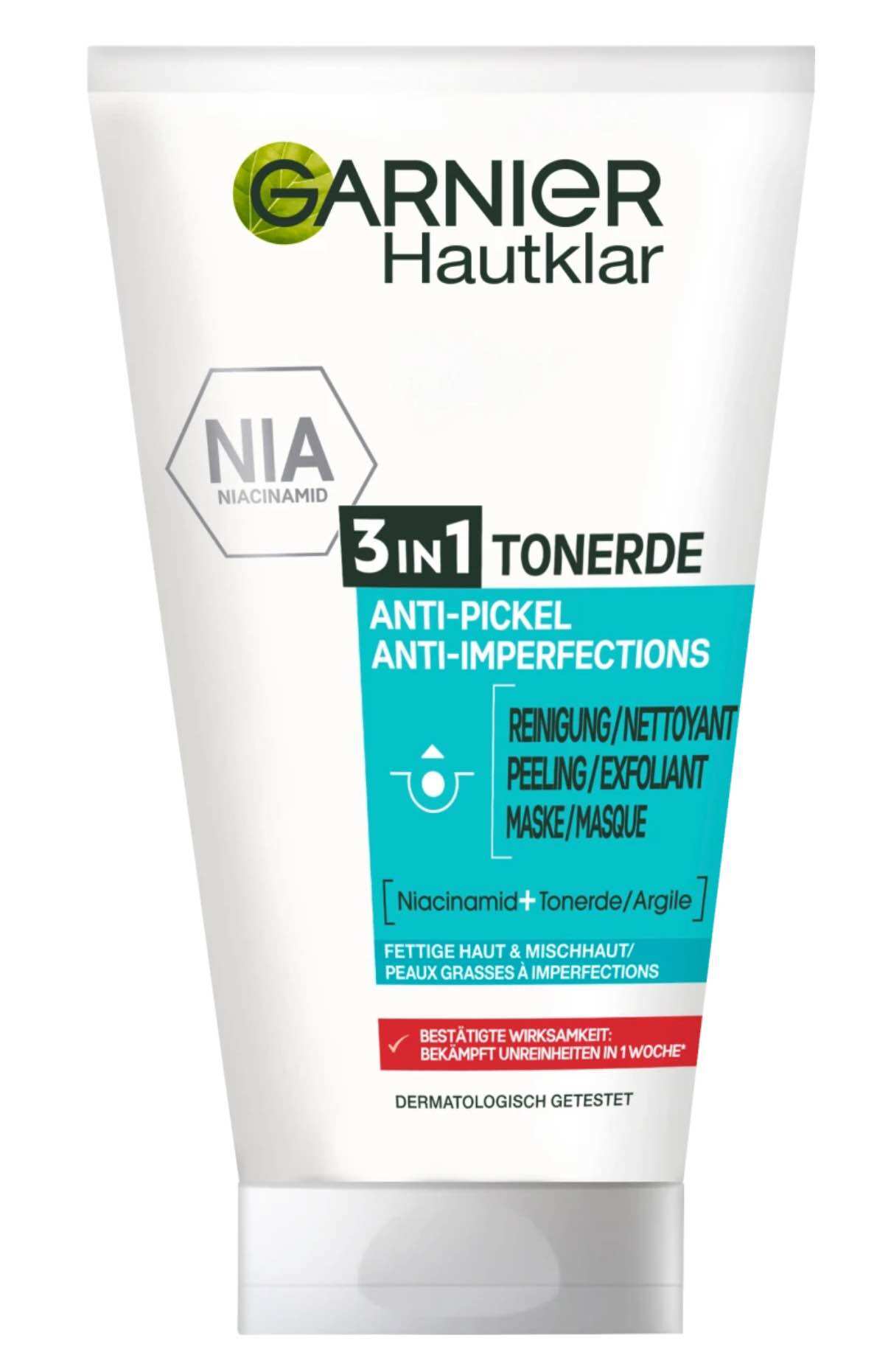 Sữa rửa mặt Garnier Skin Active 3in1 tẩy trang sạch da đất sét, 150 ml