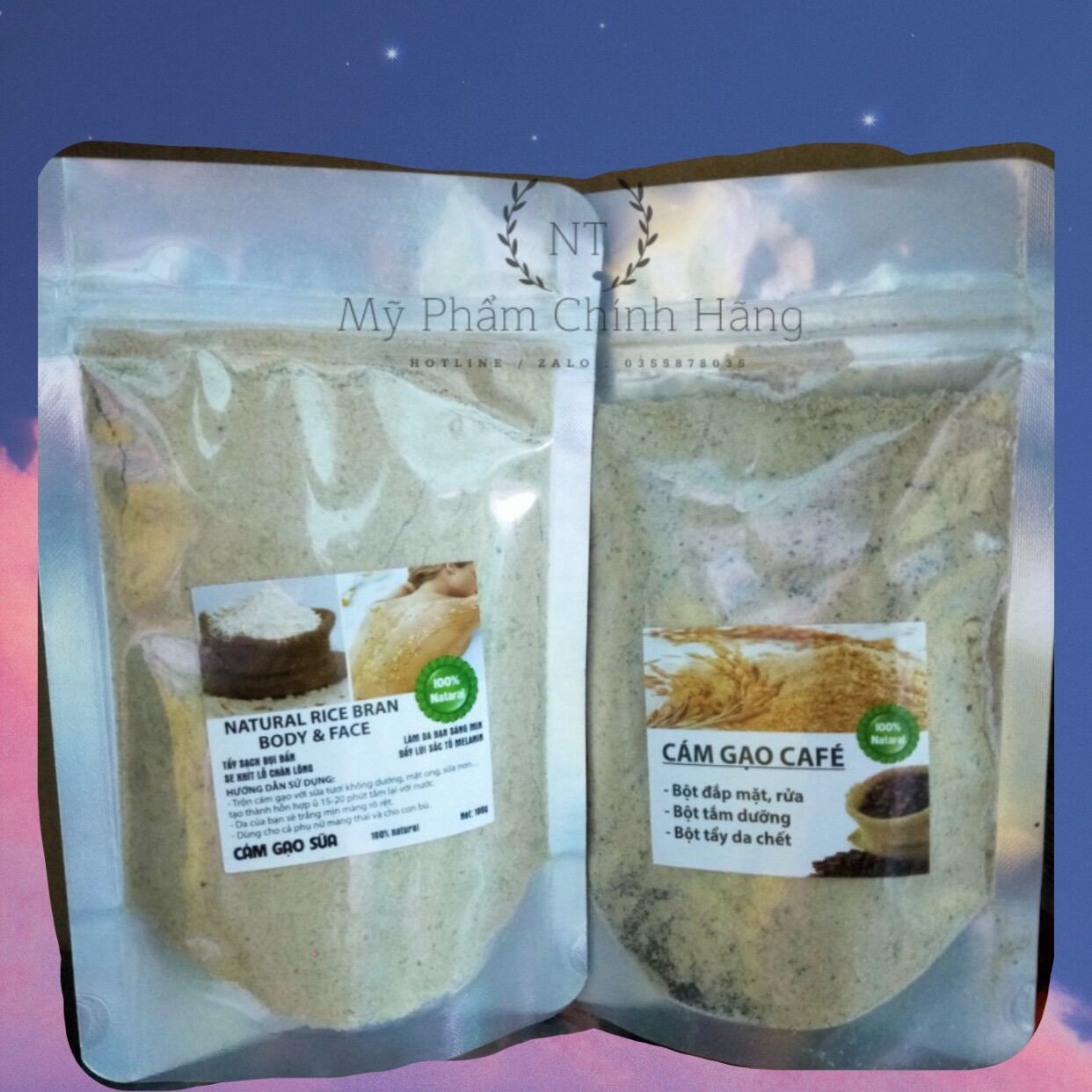 100GR BỘT CÁM GẠO SỮA VÀ CÁM CAFE TẨY DA CHẾT HANDMADE