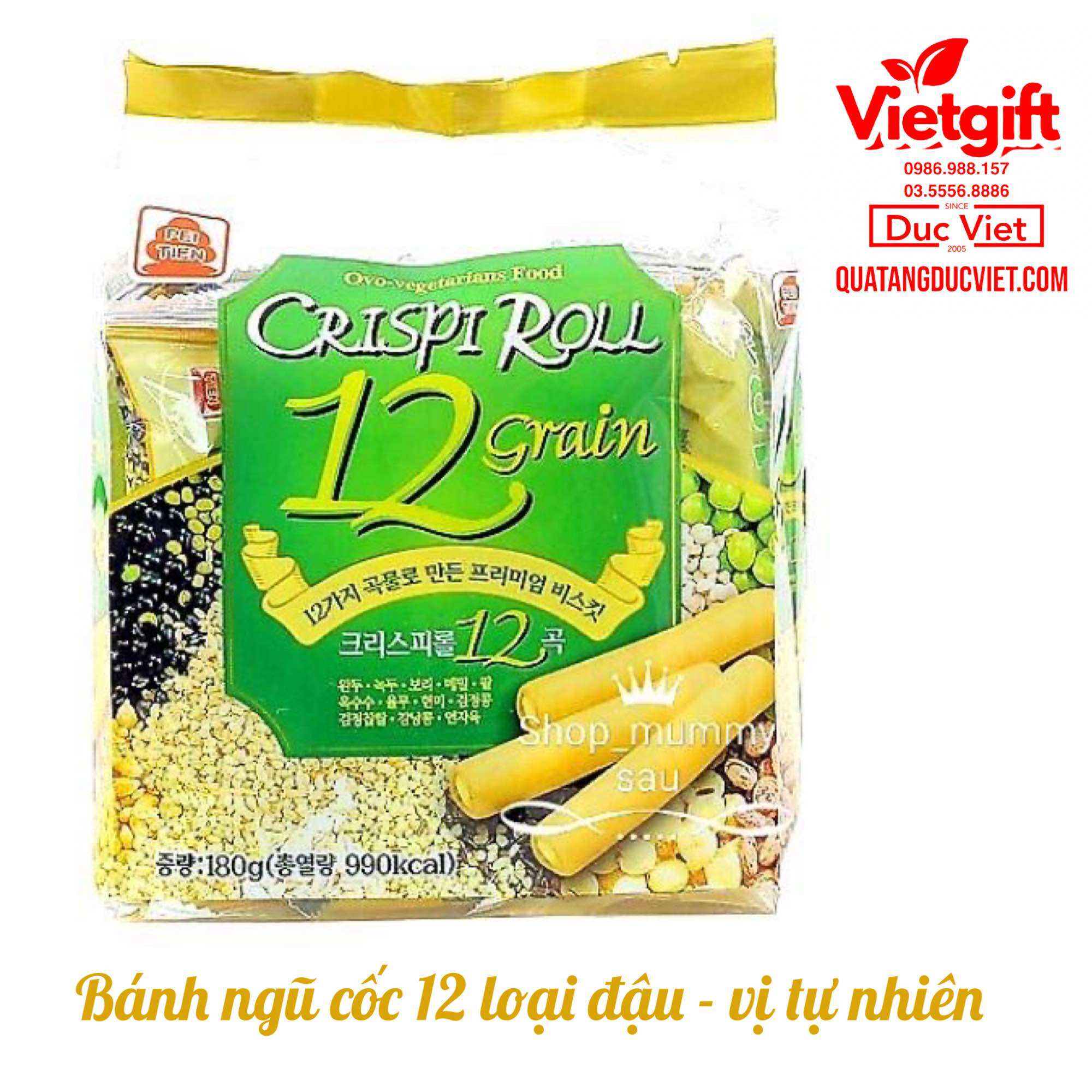 Bánh Crispi Roll 12 loại ngũ cốc 180g - Vị tự nhiên (18 gói) hsd: luôn mới