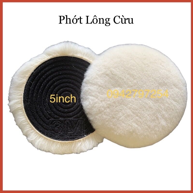 Phớt lông cừu 3M đánh bóng ô tô, xe máy (đế dán 5inch)