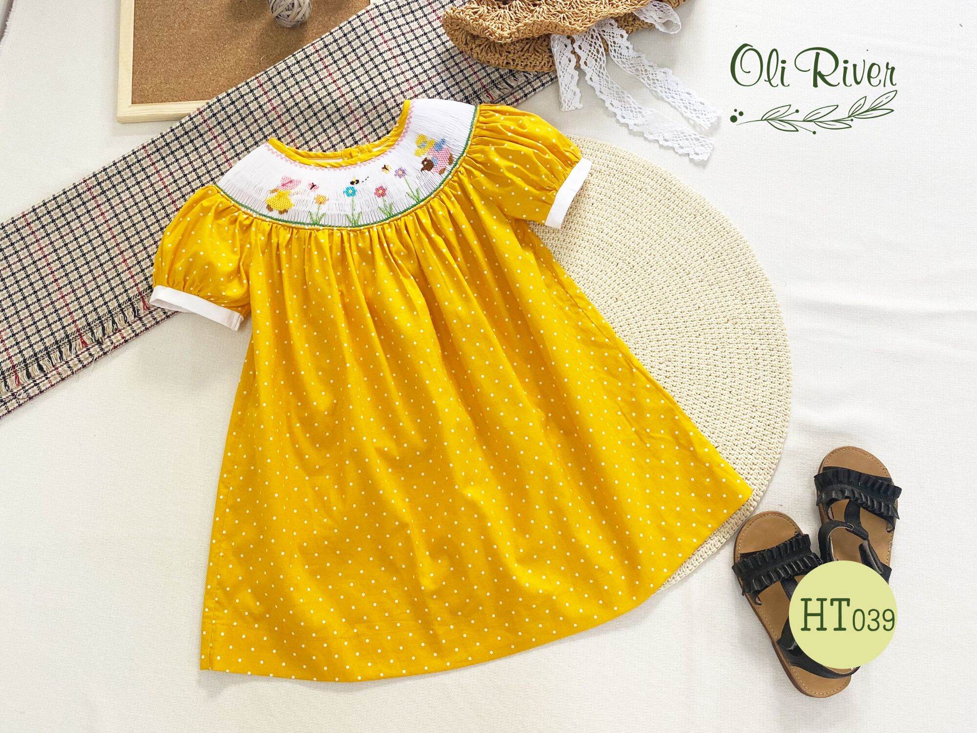 ĐẦM SMOCK CHẤM BI VÀNG XINH XẮN