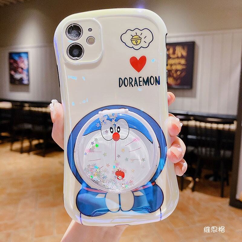 Ốp Điện Thoại Di Động Thích Hợp Dùng Cho Iphone XR Doraemon Gương Xmax Cát Chảy 12Mini Trái Tim XS Ánh Sáng Xanh iPhone 11Promax SE2 Đáng Yêu 7P Hoạt Hình 8Plus Kèm Gương Gương Kính Trang Điểm Silicone I