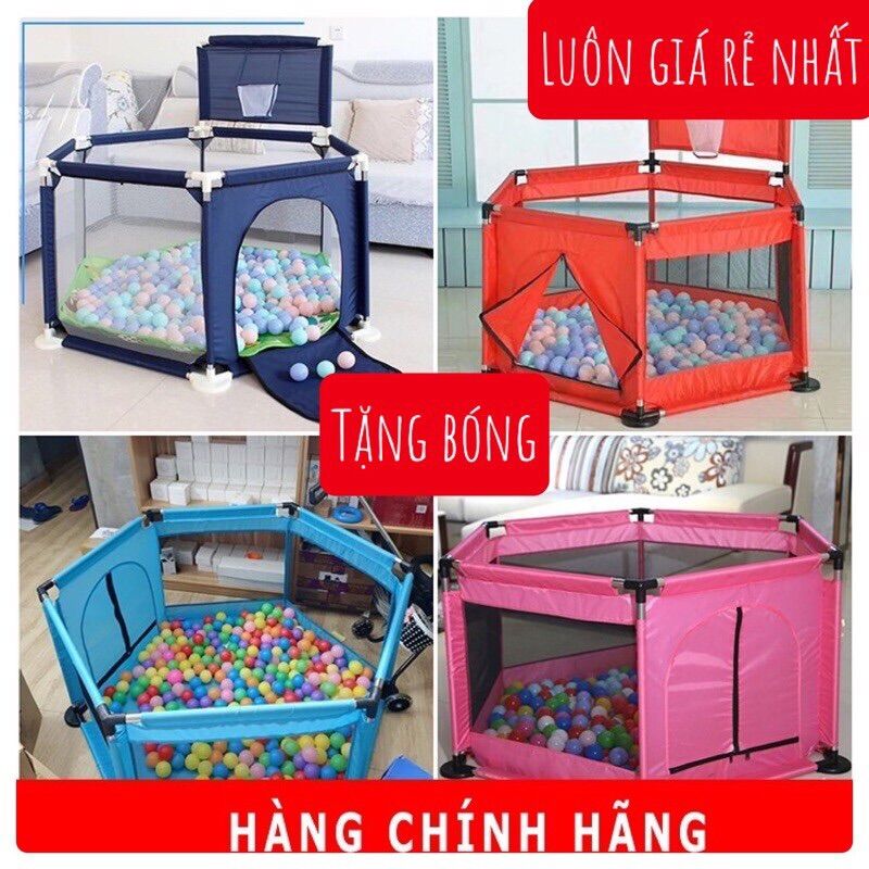Quây bóng lục giác inox cho bé được tặng sẵn bóng - Quây bóng cho bé có sẵn bóng