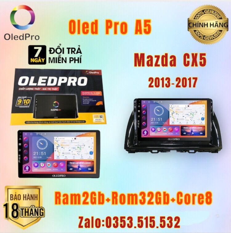 Màn hình dvd android oled pro a5 new theo xe mazda cx5 2012 - 2017, 9 inch + 10 inch kèm dưỡng và jack nguồn zin