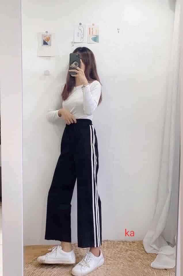 Quần 3 sọc ống rộng