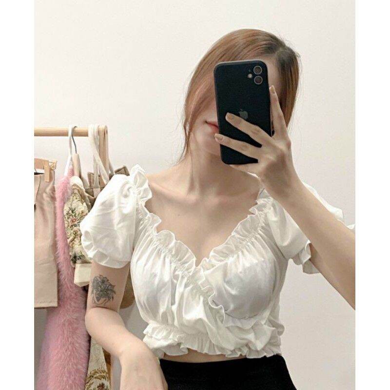 Áo croptop đan dây chéo bụng xinh đẹp a22
