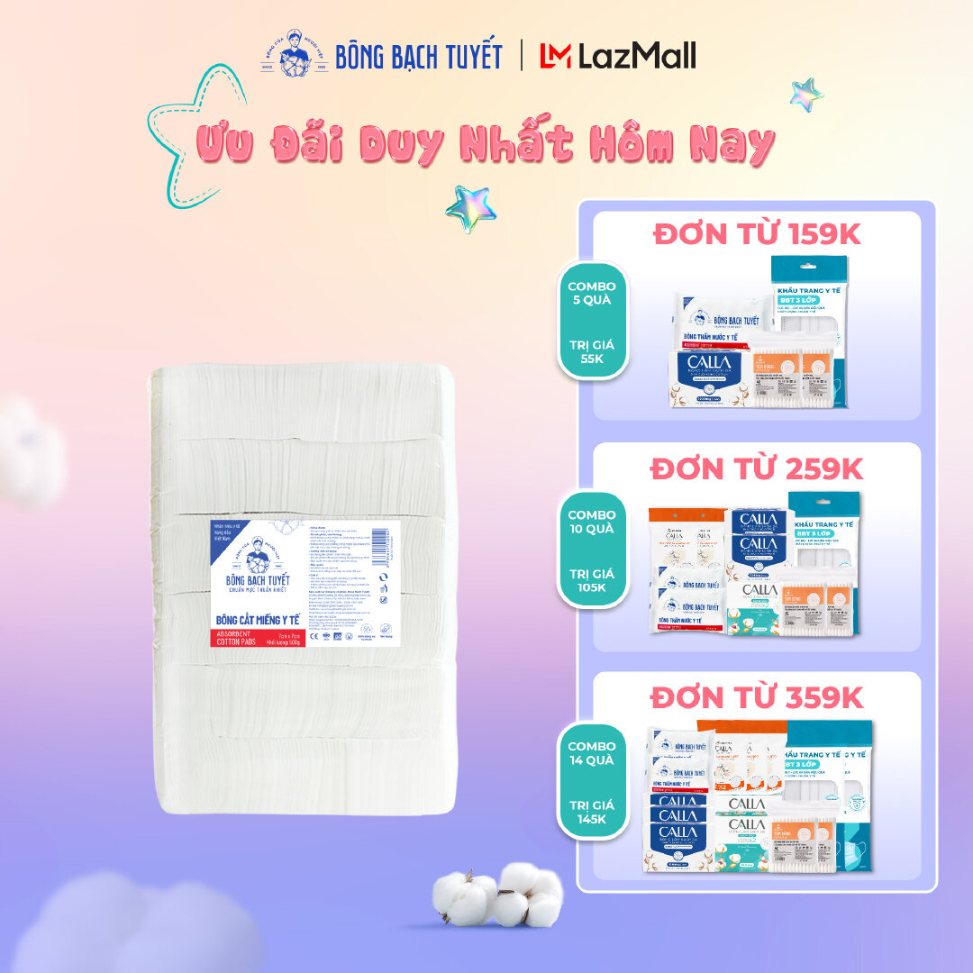 BÔNG CẮT MIẾNG Y TẾ 7CM X 7CM 500G