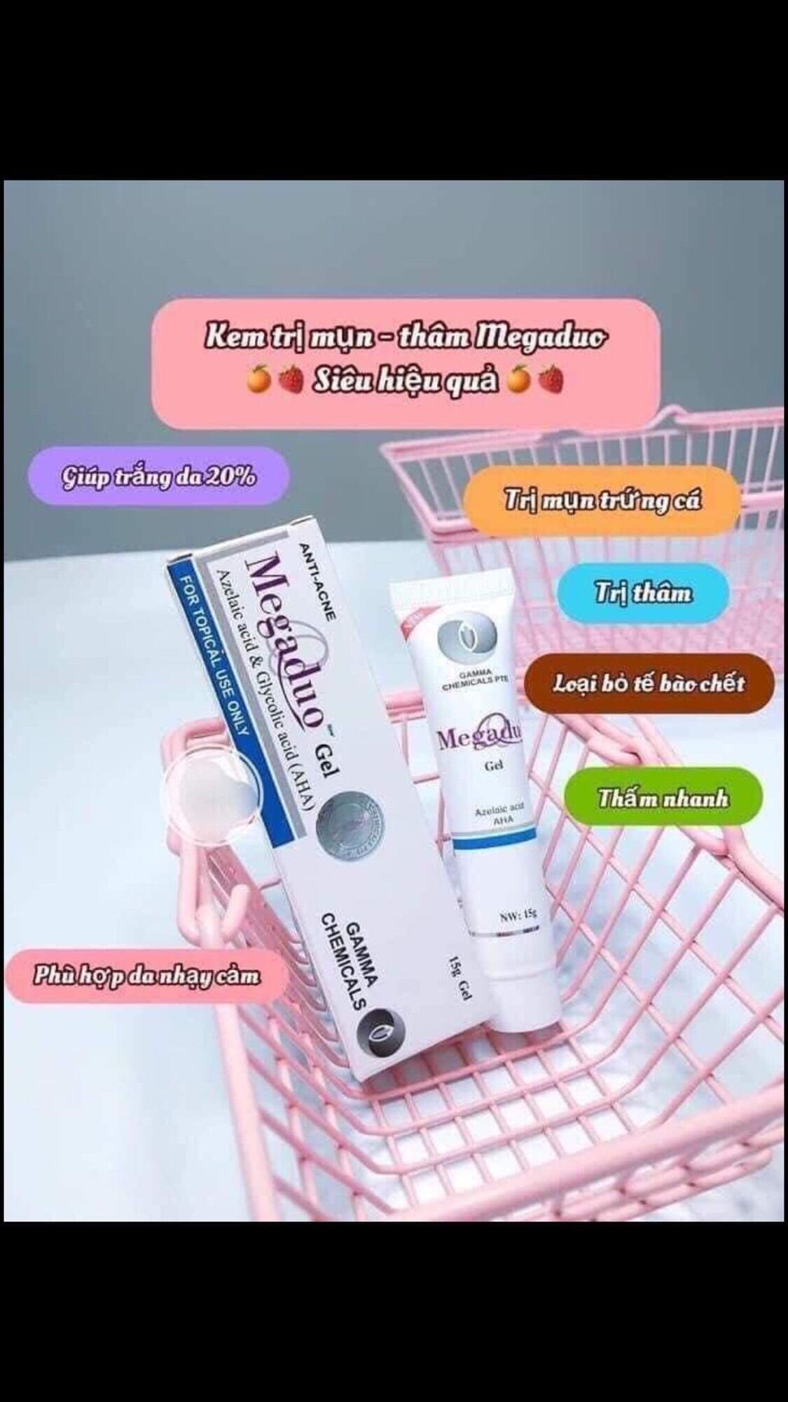 Megaduo gel giảm mụn giảm thâm mụn 15g