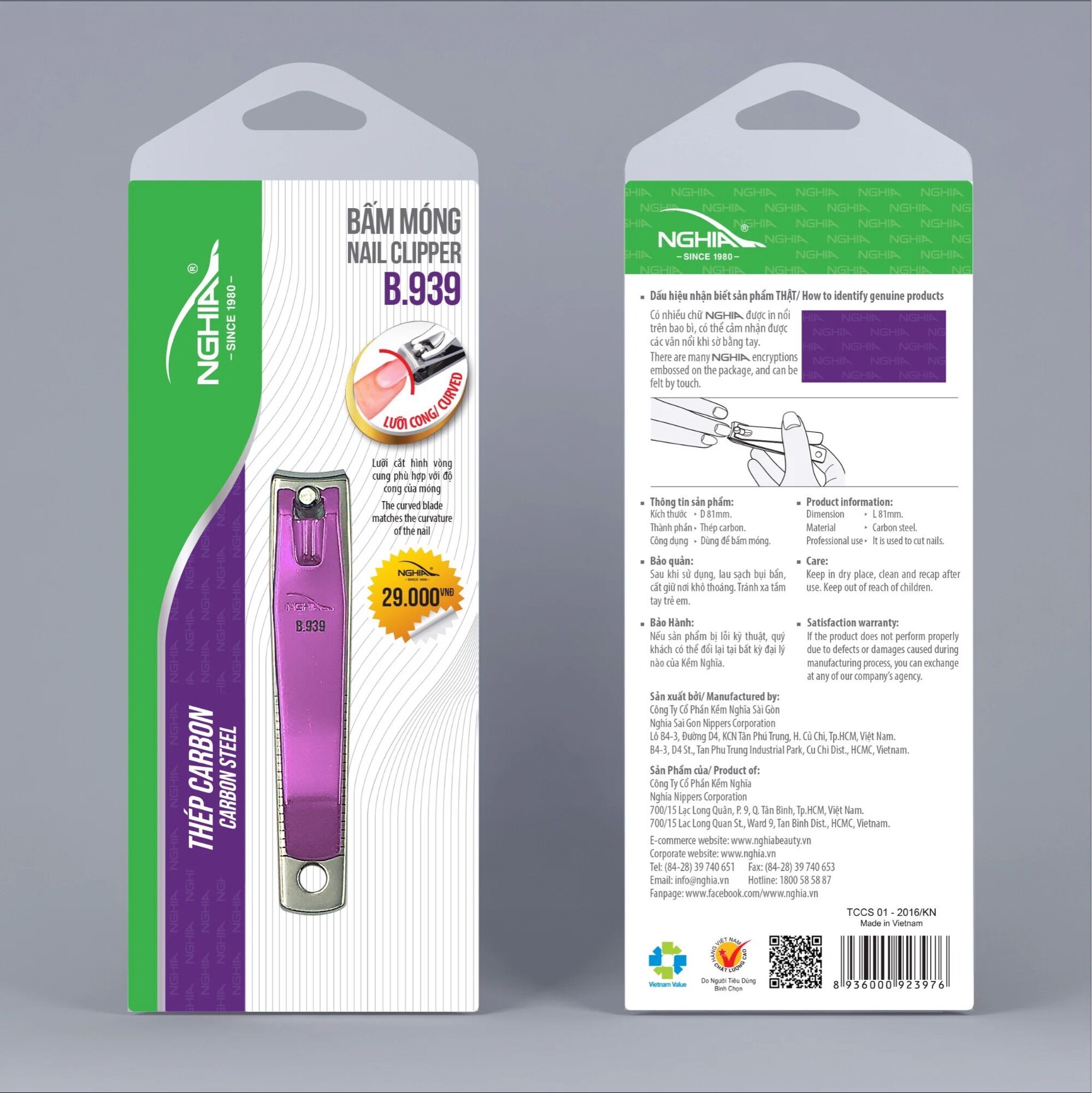 Bấm móng tay B939 Kềm Nghĩa chính hãng