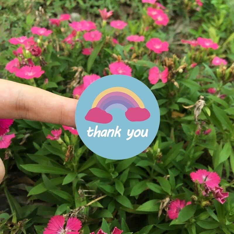Cuộn 500 tem dán Thank you hoạt hình dễ thương