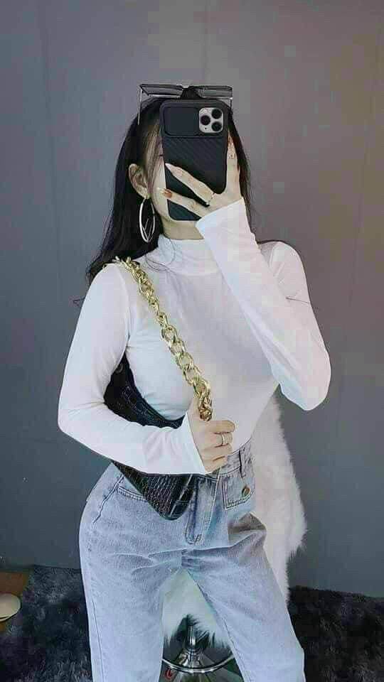 ÁO thun cổ lọ tay dài croptop thun gân