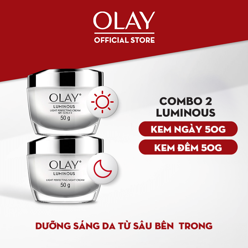 Combo 2: Kem Dưỡng Ẩm Ngày & Đêm Dưỡng Sáng Da OLAY LUMINOUS 50G X2