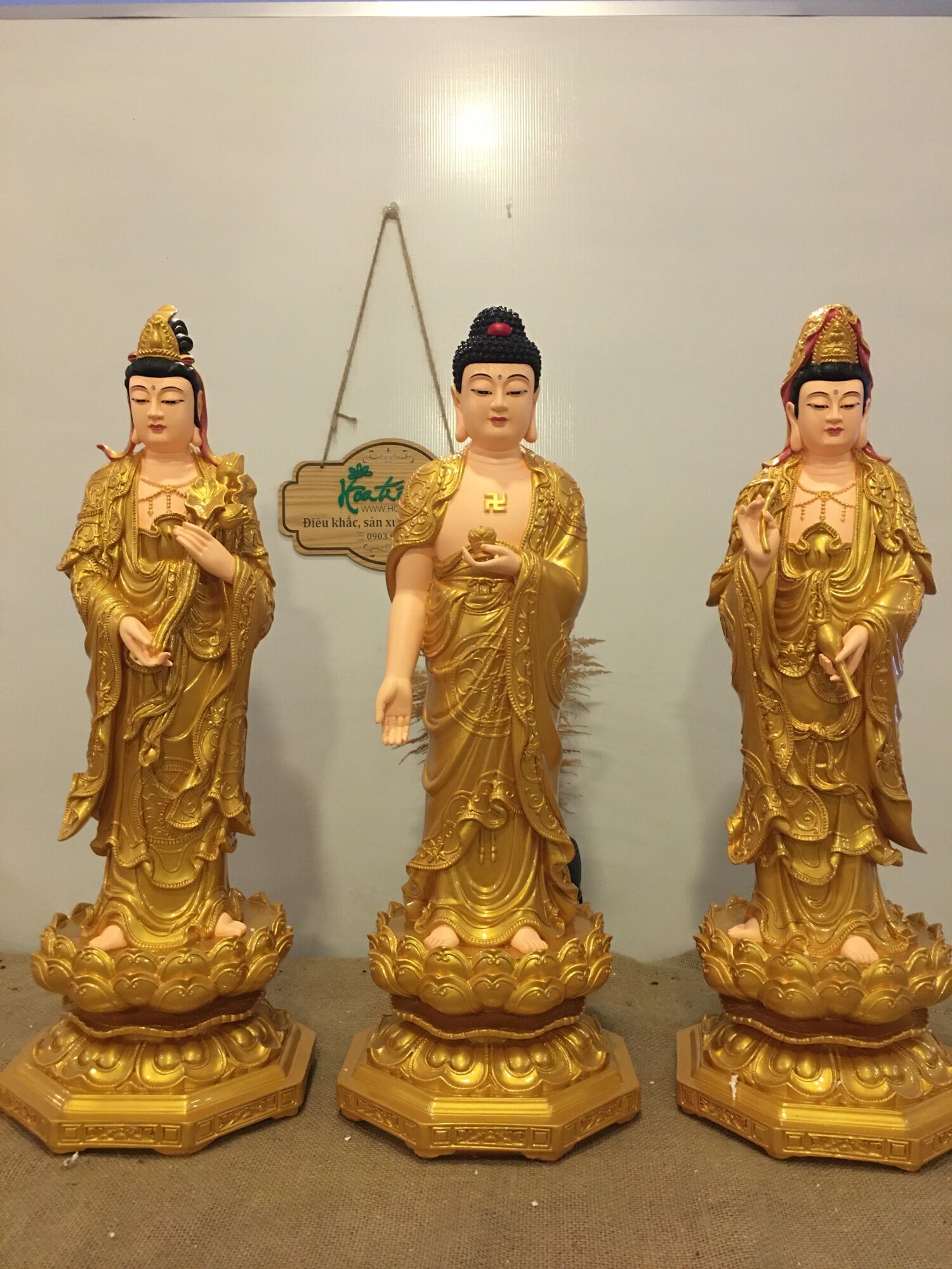 [HCM]Tượng Tây Phương / Ta Bà Tam Thánh 65cm- 3 tượng | Tượng Phật Hoa Tiên