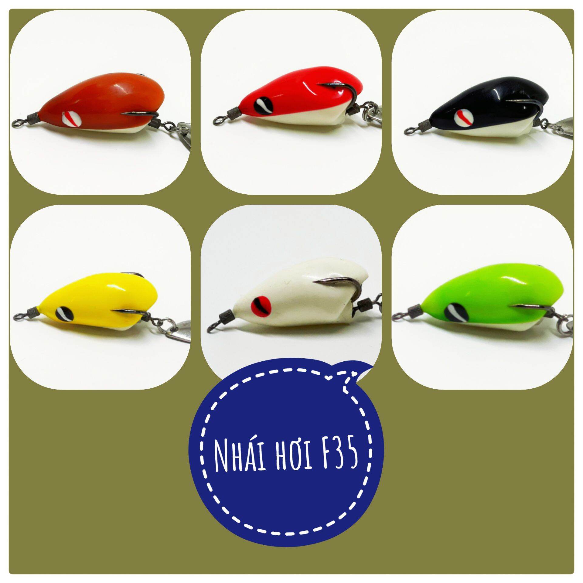 Nhái hơi F35 làm bằng cao su chất lượng tốt , mềm có độ bền cao . Dùng để câu lure cá lóc , chuối , trê , sộp