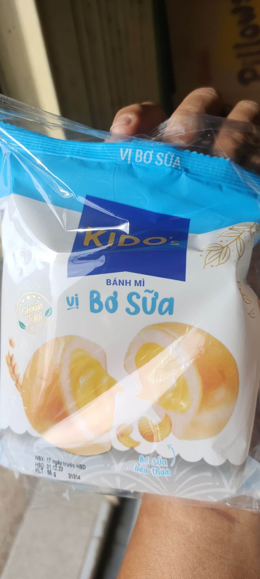 Combos 5 cái bánh mì tươi kido's tròn vị bơ sữa 55gr