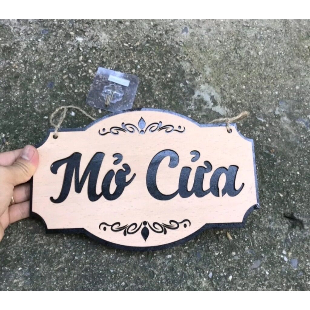 Bảng gỗ treo cửa - mở cửa - đóng cửa gỗ 2 lớp dạng treo