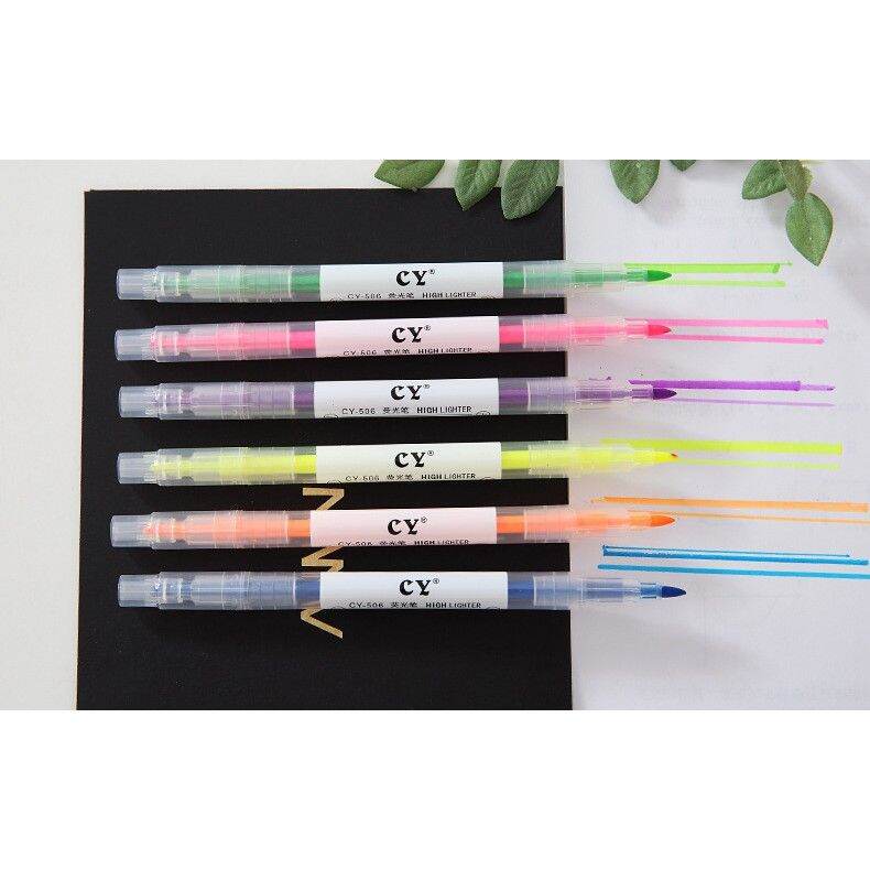 Set 6 bút dạ quang, bút highlight có 2 đầu