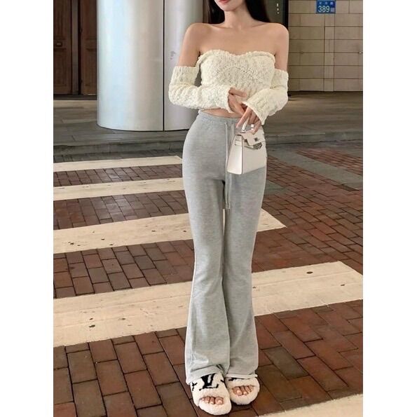 Quần ống loe cạp chun chất zip co giãn siêu tốt Sam-collection[freeship]