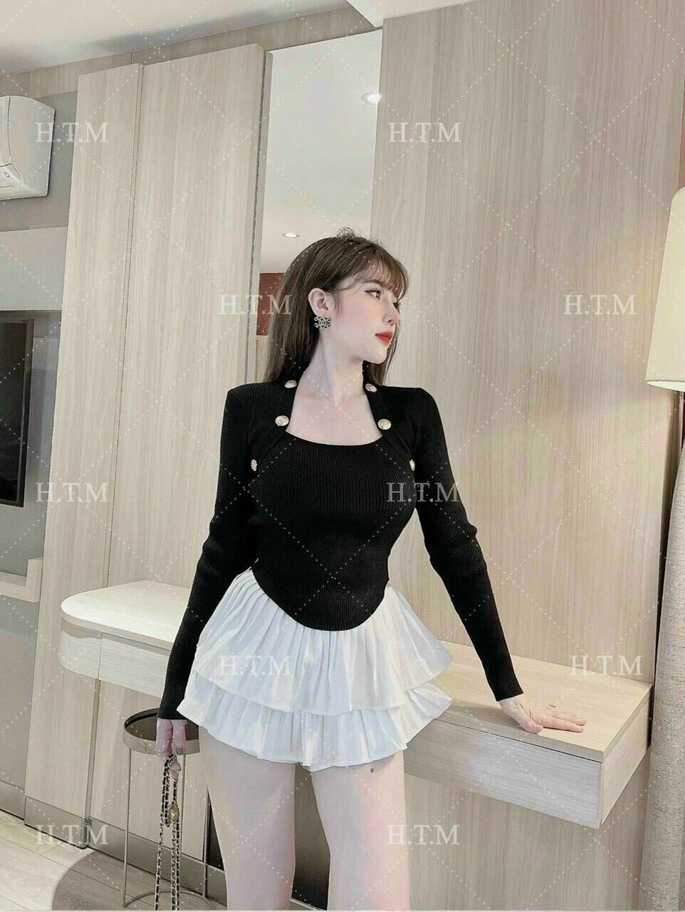 Áo thun gân tay dài viền 2 nút bên BG