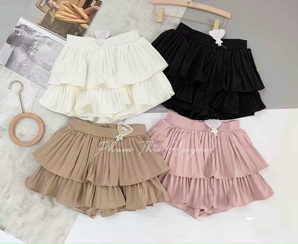 chân váy 2 tầng xếp ly có quần trong