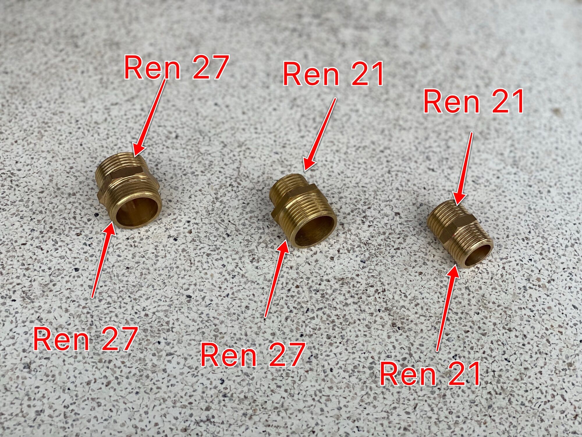 Nối thau 2 đầu ren ngoài, kép thau 21/21, 21/27, 27/27