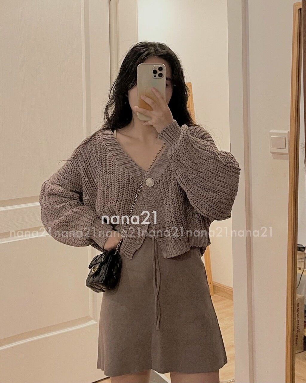 Áo khoác len cardigan 1 cúc siêu xinh