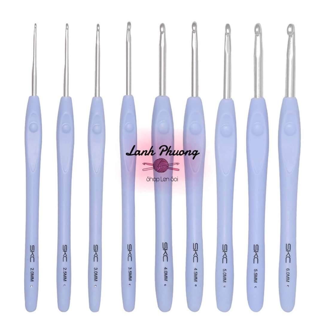 Kim Móc Len Cán Nhựa Mềm SKC/ Trắng bạc size mini
