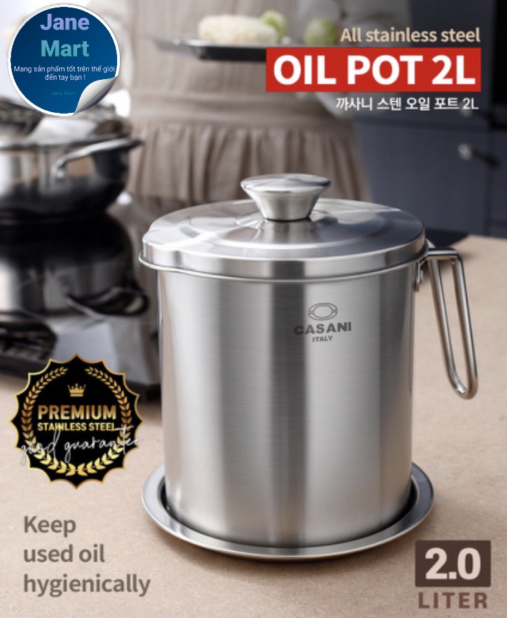 🇮🇹 ca lọc dầu inox casani 2l 🇰🇷