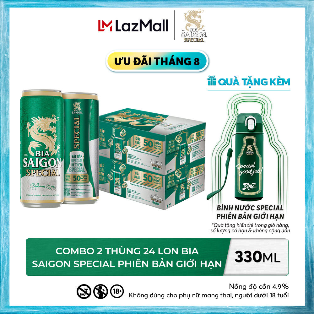 Nồng Độ Cồn 4.9% - Combo 2 Thùng 24 Lon Bia Sài Gòn Special 330ml