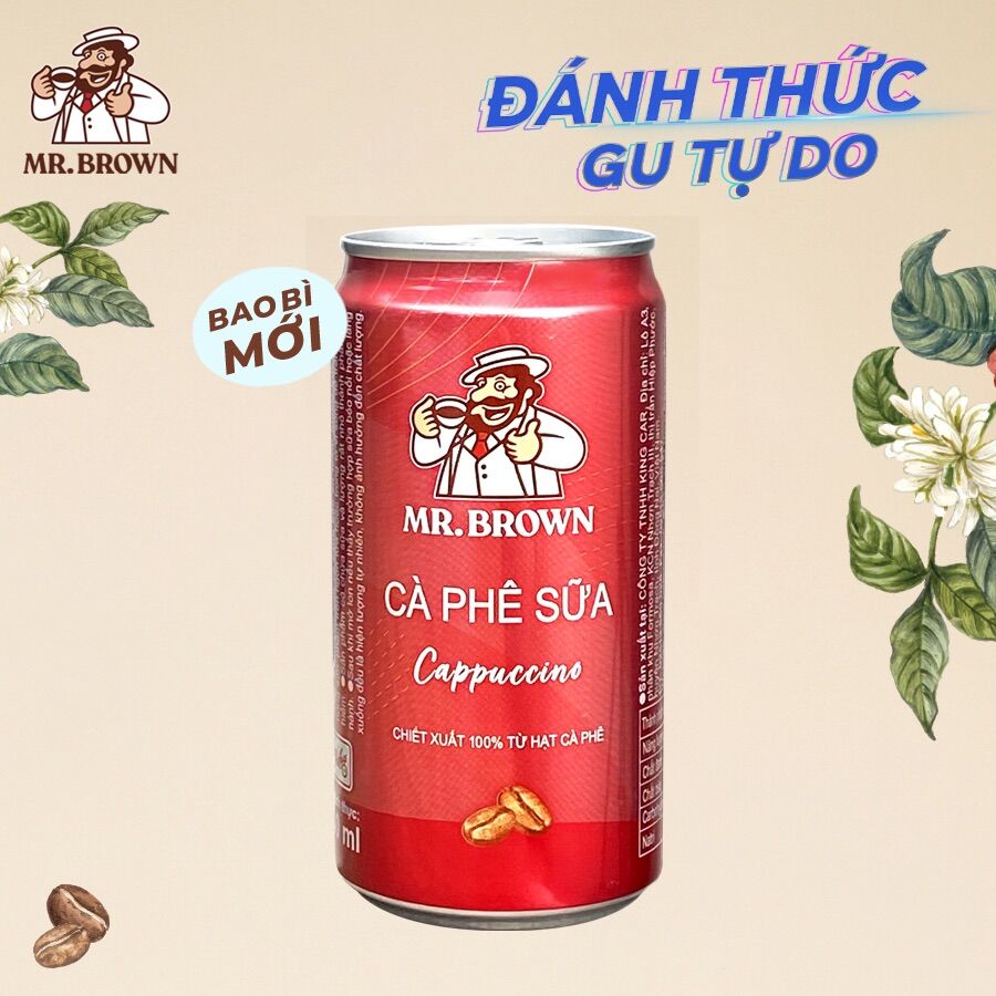 Lốc 6 lon cà phê Mr.Brown Cappuccino (240ml)