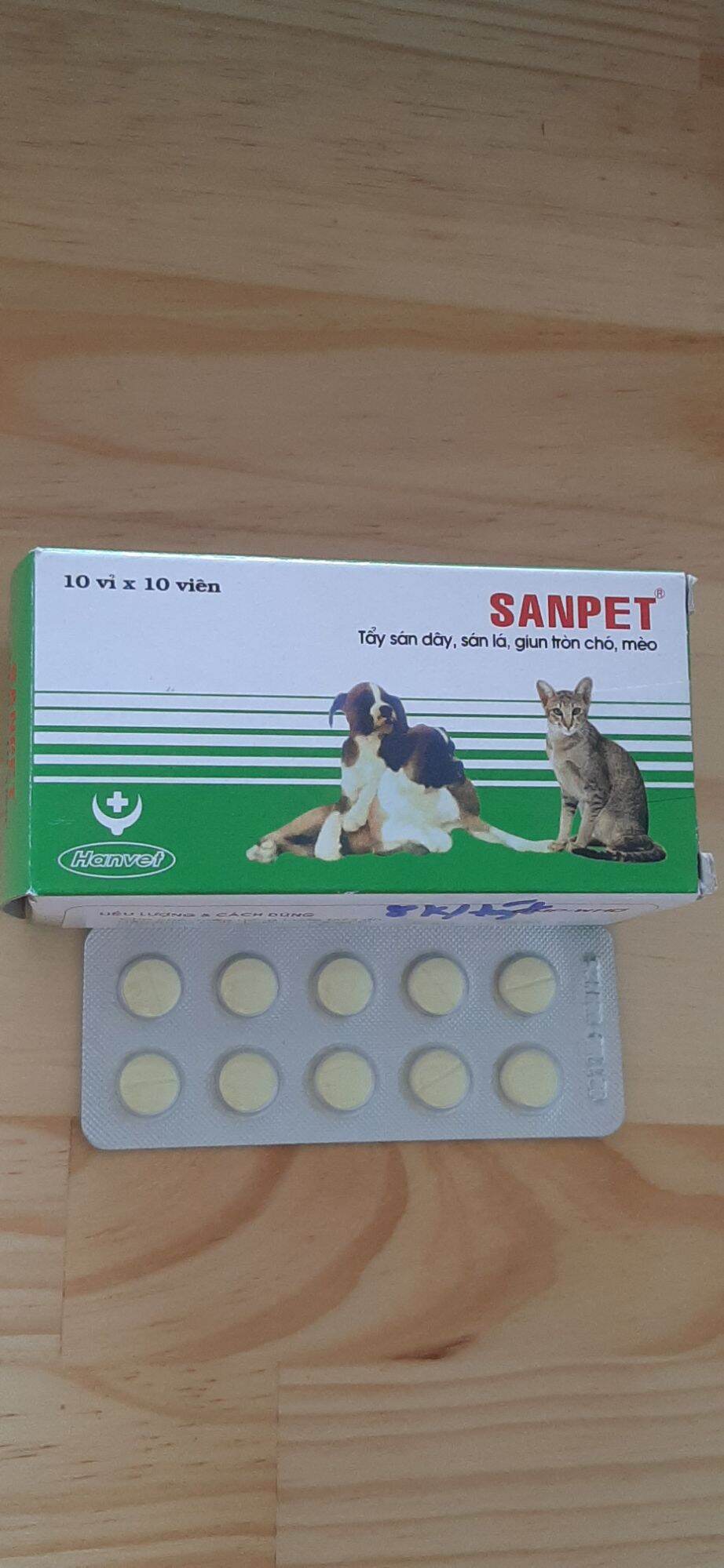 Thuốc tẩy Giun Sán cho chó mèo SANPET- 1 vỉ 10 viên