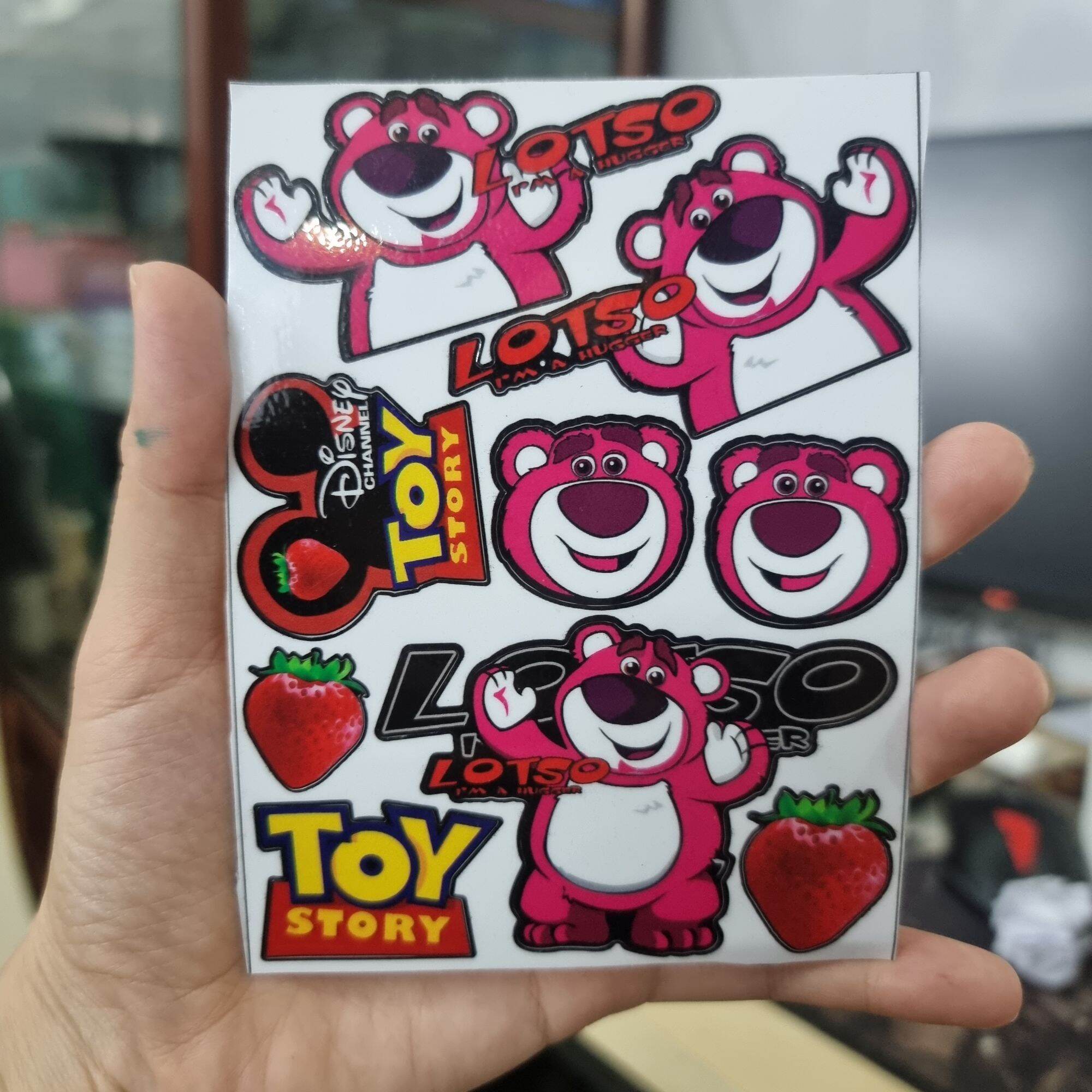 Combo tem logo sticker gấu dâu lotso mini dễ thương
