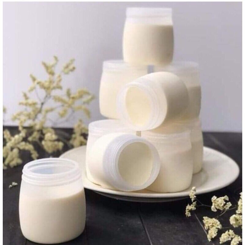 Set 4 Hũ đựng làm sữa chua lọ đựng kem caramen có nắp đậy 160ml và 120ml nhựa