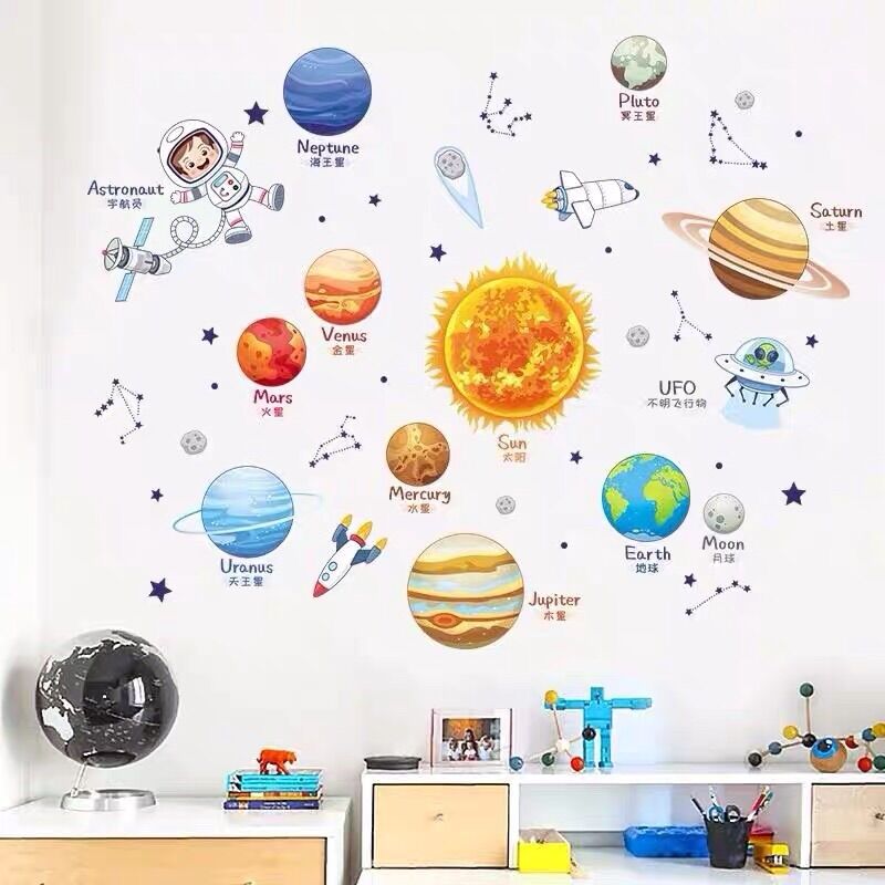 Decal dán tường vũ trụ trang trí phòng ngủ cho bé