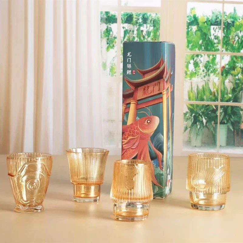 Bộ 4 ly xếp hình cá Koi - Ly uống nước hình cá Koi