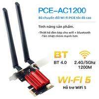 Băng Tần Kép WiFi 5 PCI-E Không Dây AC1200 2.4G/5GHz 802.11AC Card Mạng Có Bluetooth 4.0 Cho Máy Tính Để Bàn Laptop Windows 10
