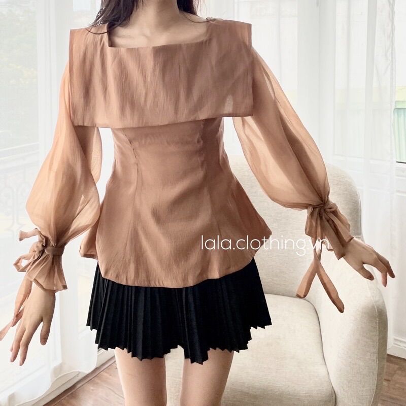 Áo sơ mi thủy thủ chiết eo MD