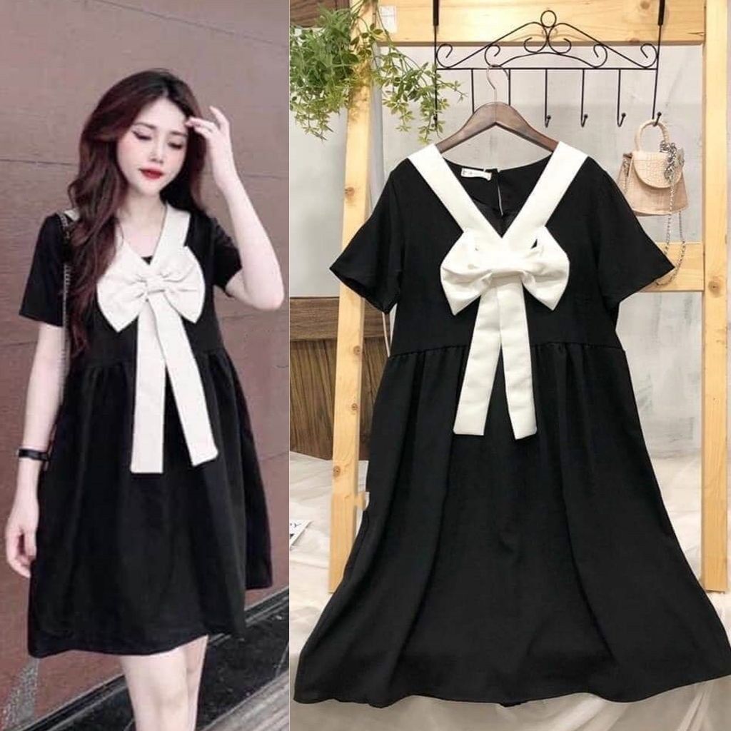 Đầm bầu suông đẹp đính nơ dễ thương