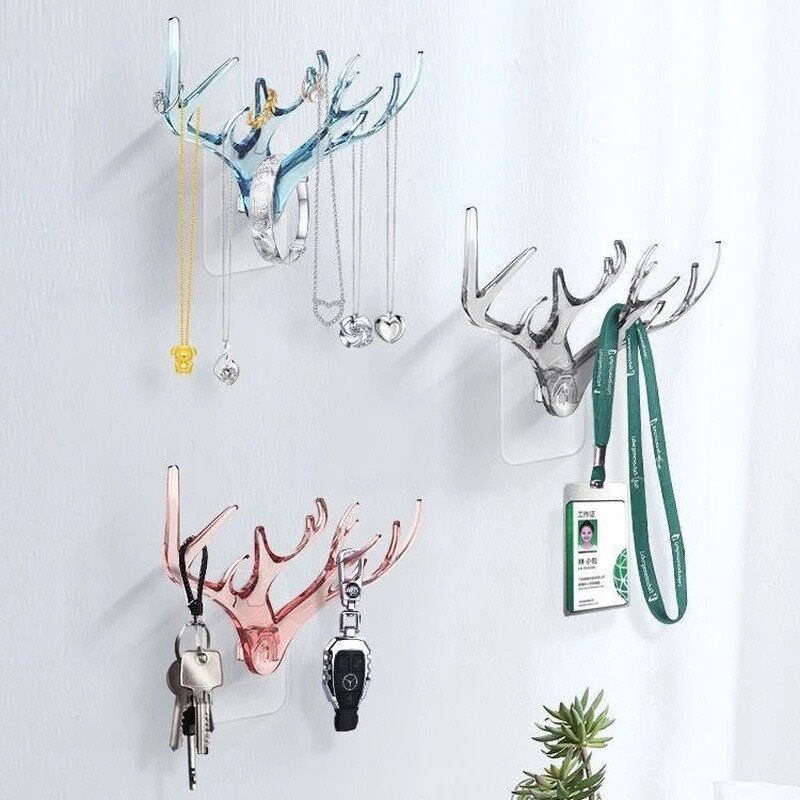 Móc dán tường sừng hươu đa năng treo chìa khóa bn