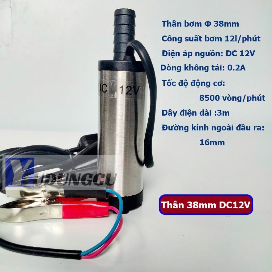 Bơm chìm 12v mini ,bơm dầu,bơm nước di động