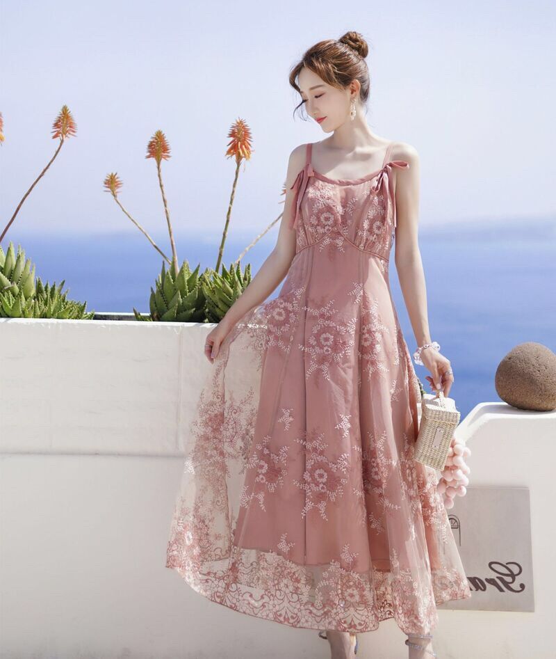 Váy maxi hồng baby