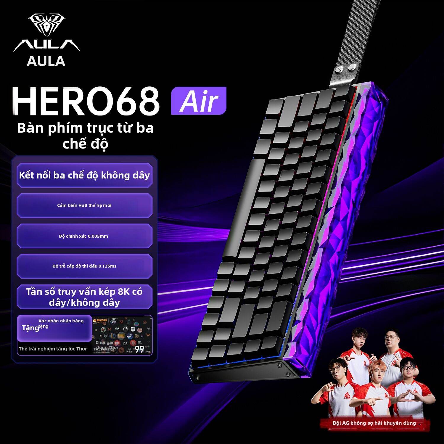 AULA | Bàn Phím Cơ Không Dây Bluetooth Ba Chế Độ Từ Tính
