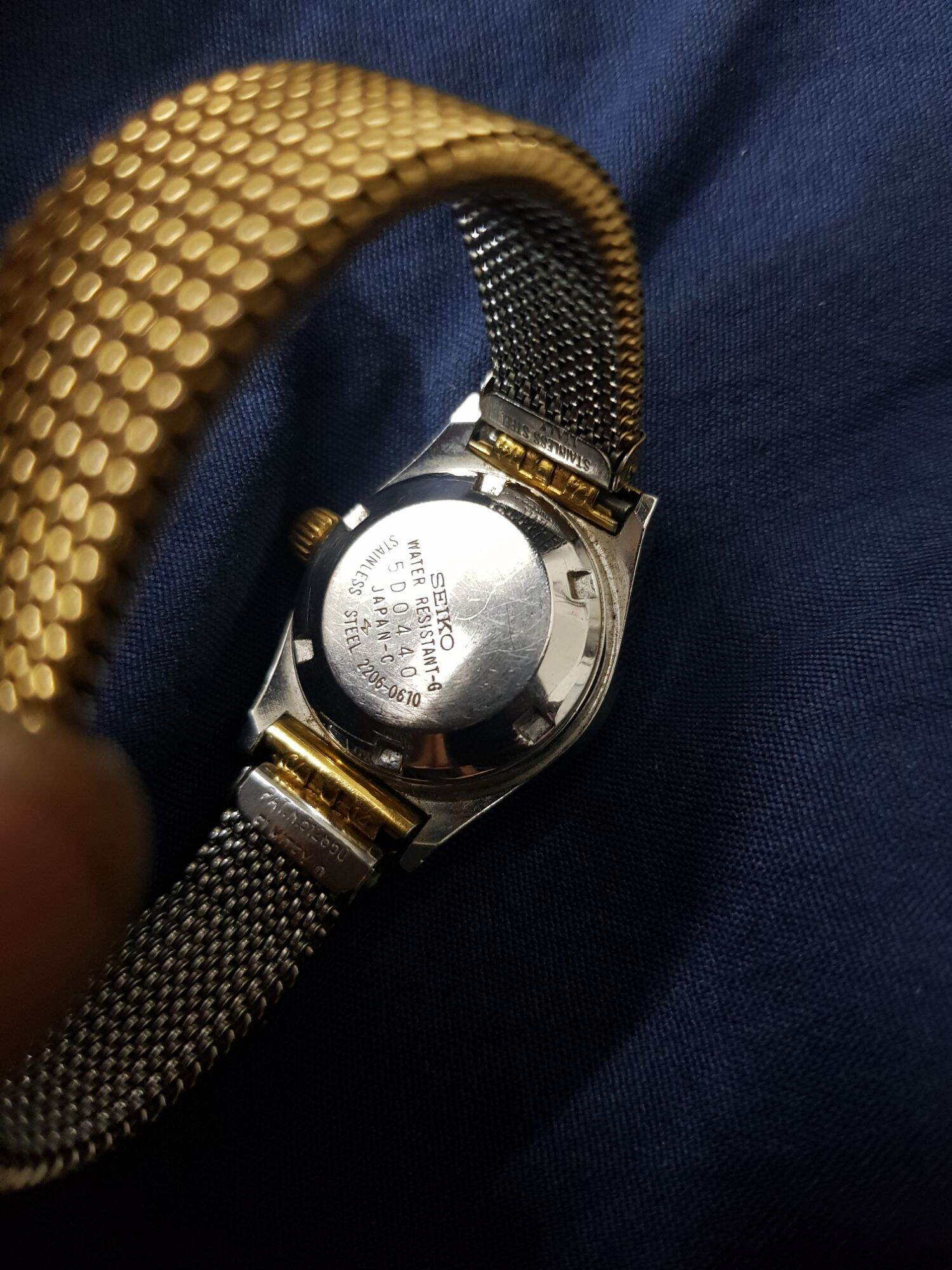 Đồng hồ seiko automatic, nữ. 17j mặt xamh oban.